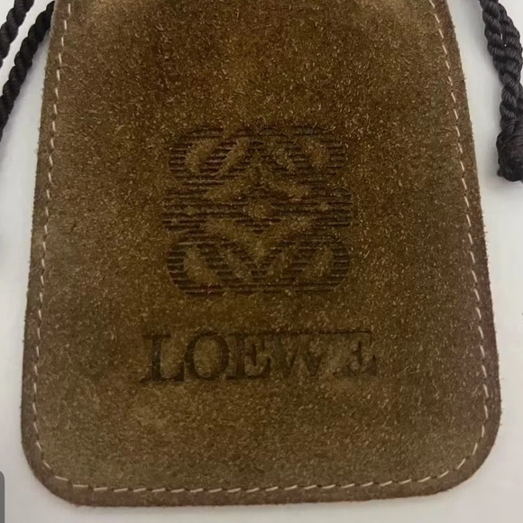 RARE EUC Loewe Logoed Tan Suede Tiny Drawstring Pouch Travel Jewelry - Picture 3 of 15